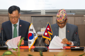 nepali flag and korean